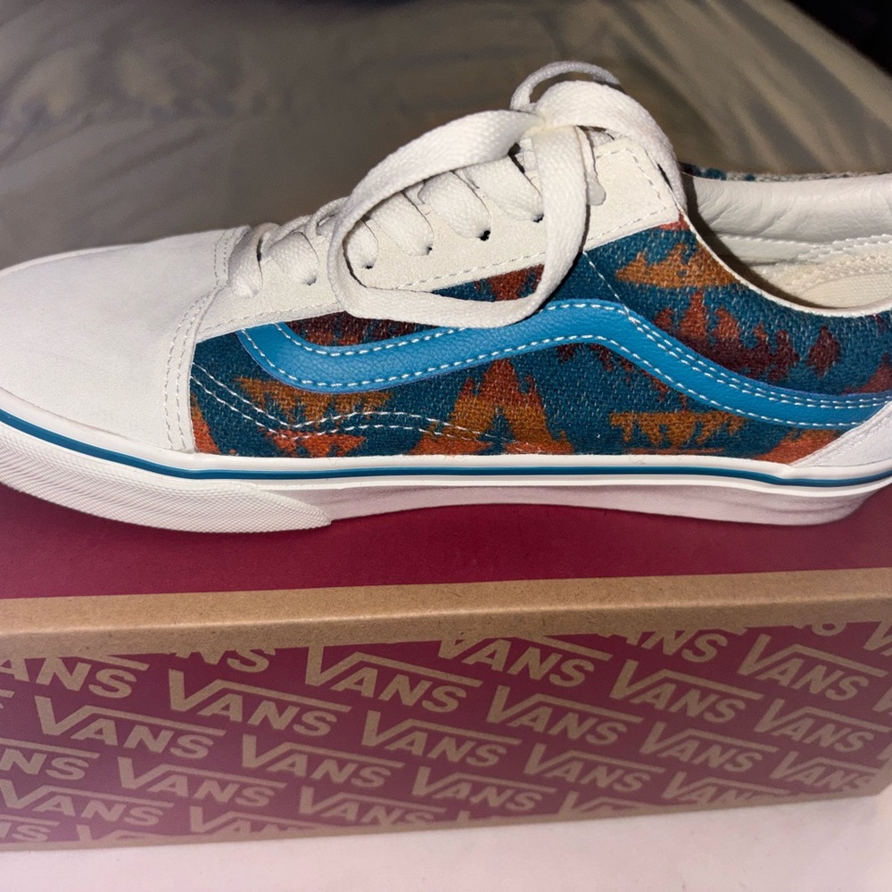 Unique limited White and Blue Patterned Vans